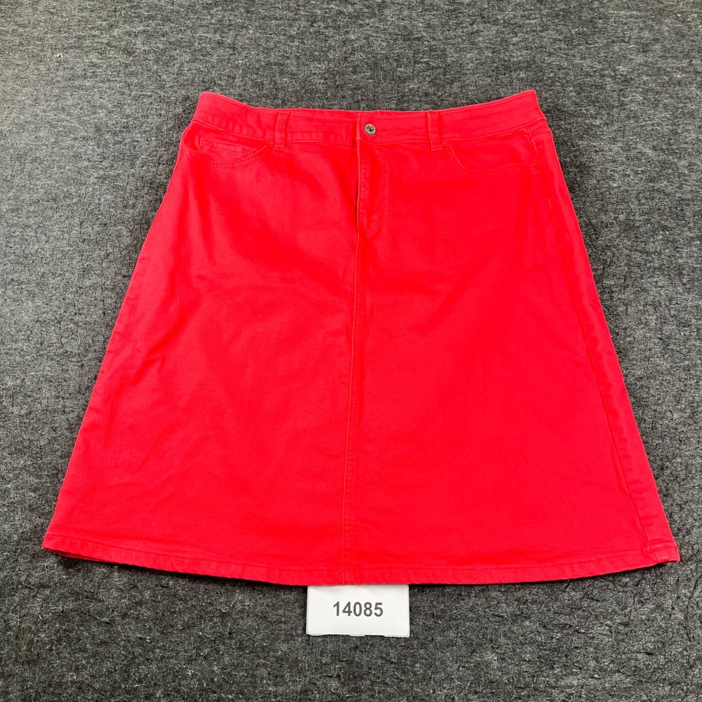 Liz Claiborne A Line Skirt Womens 14 Red Denim Cotton Stretch 5 Pockets Outdoor
